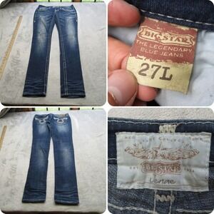 Big Star Jeans Womens 31X33 Dark Wash Denim Embellished Pockets Zip Fly Straight